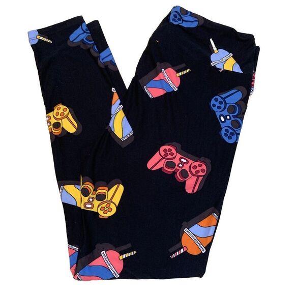 LuLaRoe Womens Leggings Size TC‎ Game Controllers Slurpees PS3 Tall Curvy NWT - Picture 1 of 3